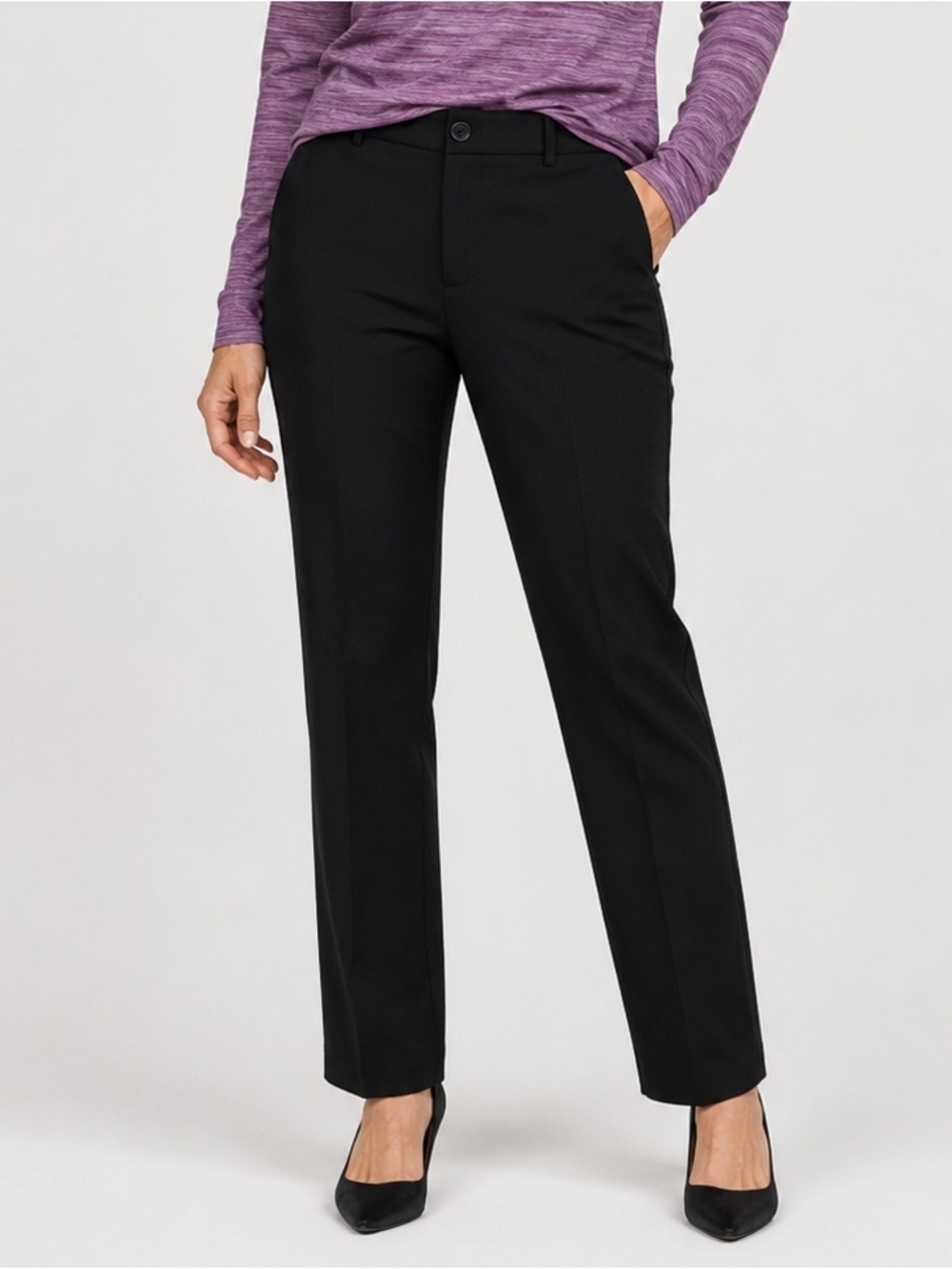 Betabrand Women's Black Boot Cut Dress Pants
